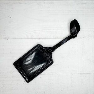Coach Black Patent Leather Luggage Tag ID Holder Travel Tag